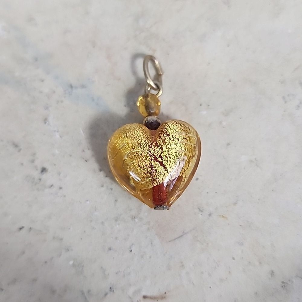 Mini Heart with Faceted Bead Gold Tone Center